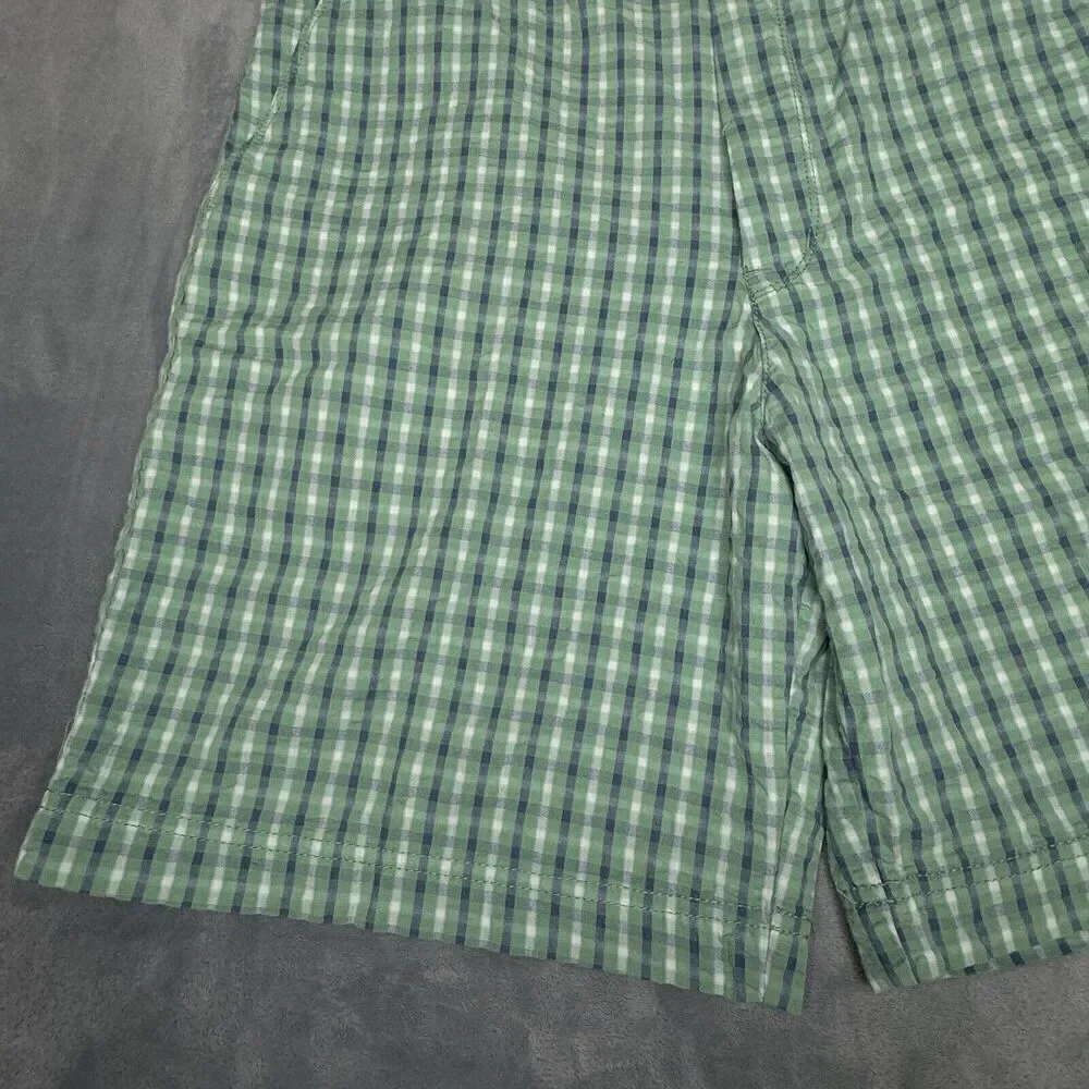 IZOD Men 34 Shorts Green Seersucker Plaid Luxury Sport Chino Golf Flat 9